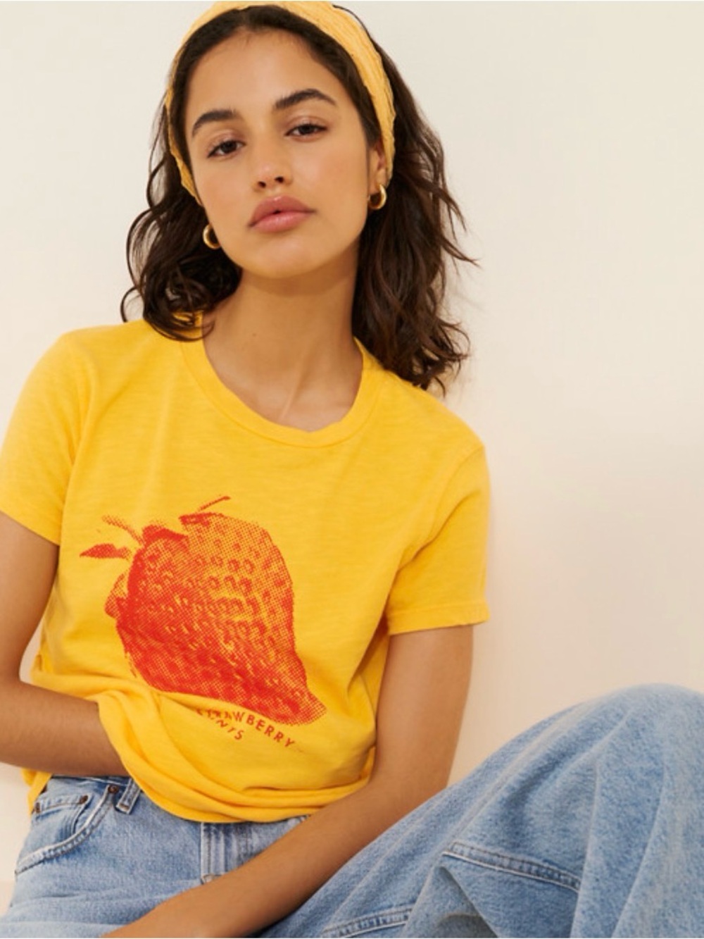 Anthropologie Mother Fine Strawberry Graphic Tee